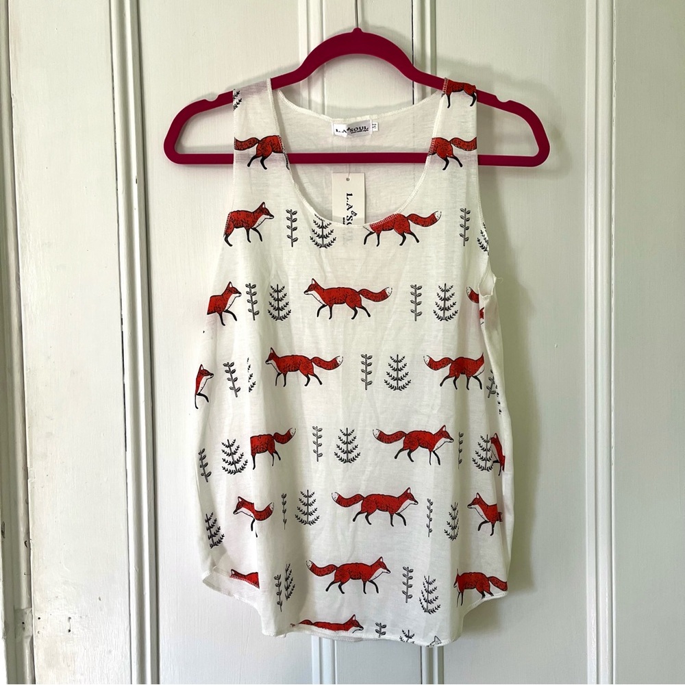 LA Soul white tank top with fox print